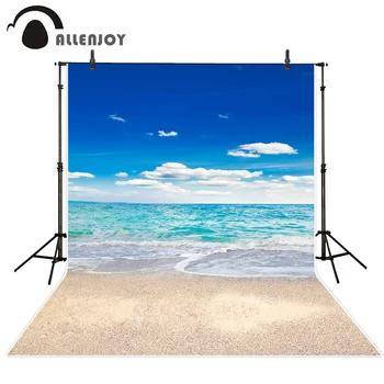 

Allenjoy backgrounds for photo studio Blue sky beach blue pure white clouds ocean backdrop newborn original design fantasy props