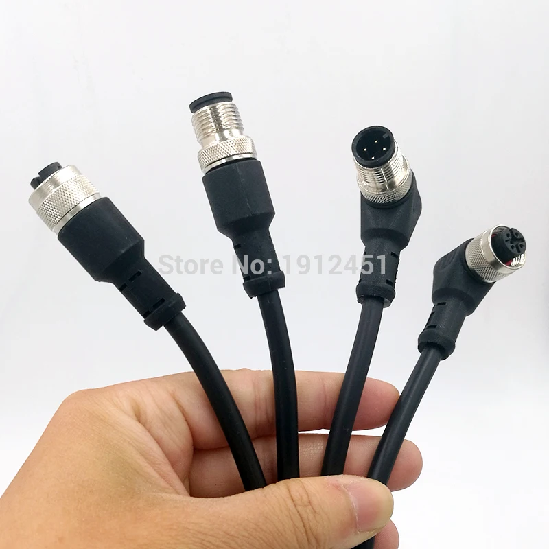 Sensor Connector M12 Waterproof plug Male & Female 4 5 8Pin + 2m PVC line A Type|connector m12|connector waterproofconnector |