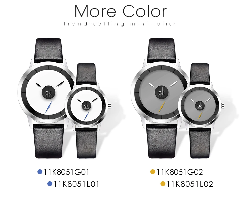 Shengke часы женские мужские брендовые креативные кварцевые часы набор новые SK черные кожаные часы для влюбленных женские подарки на день# K8051