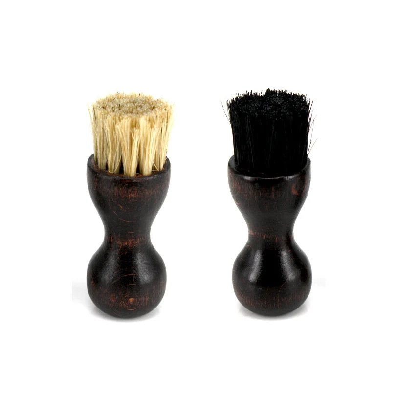 Wooden Handle Shoes Shine Brush Polish Bristle Hair Buffing Brush Mini Gourd Shoes Oil 1pcs, shoe brush