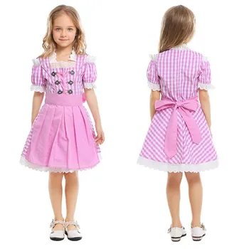 

Professional Halloween German Beer Festival costume Pink checked children's costume stage performance drama Costume 5566L20