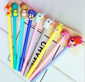 

50pcs/lot Korea Funny Cartoon Dinos Unicorns Gel Ink Writing Pens Office Study Materials Kids Birthday Party Favor Gifts
