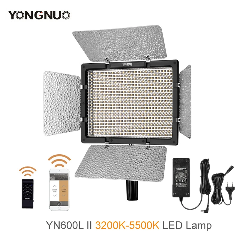 

Yongnuo YN600L II 3200K-5500K LED Video Light with AC Adapter Set Support Remote Control by Phone App for Interview