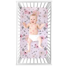 Newborn Portable Baby Stretchy Fitted Crib Sheets Set Crib Soft Mattress Active Printing Dyeing Infant Bed Sheets