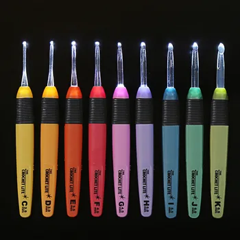 

Drop shipping New C to K 9pcs Crochet Hook With Led Plastic Handle Knitting Needles Set Sewing Kit Crafts Loom Tool 2.5~6.5mm