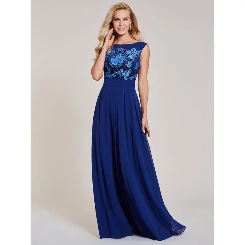 Dressv аппликация вечернее платье темно-Королевский синий вырез лодочкой без рукавов Длина до пола ТРАПЕЦИЕВИДНОЕ ПЛАТЬЕ женское официальное длинное вечернее платье