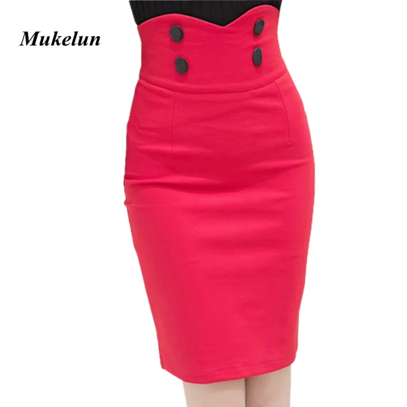 

2019 Plus Size Fashion Lady Office High Waist Short Skirts Womens Summer Sexy Pencil Bandage Bodycon Skirts Red Black