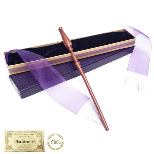 

Luna Lutips Metal/Iron Core Harry Potter Hermione Magic Wand Elegant Ribbon Box Packing Cosplay Christmas Gift with Train Ticket