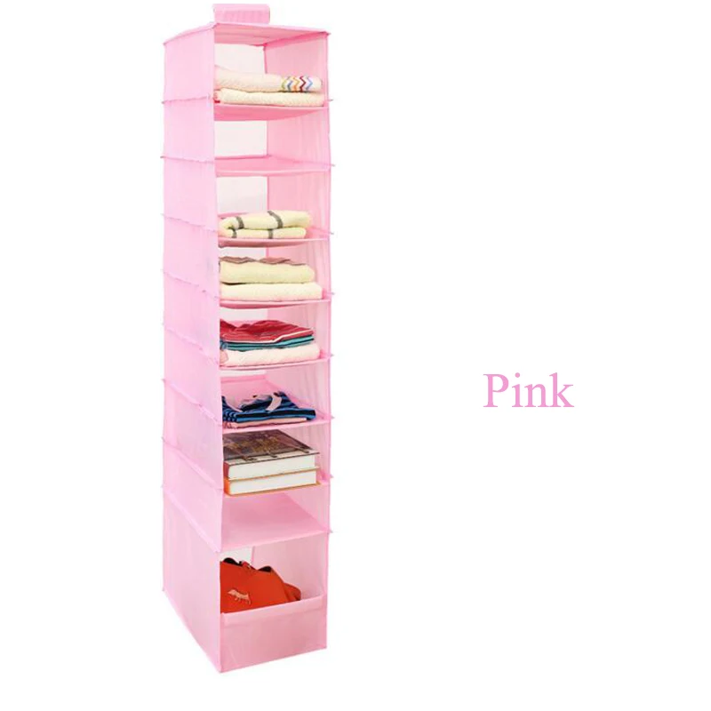 Оксфорд моющийся 210D Органайзер коробка для одежды волшебные наклейки висячий шкаф для хранения вакуумные пакеты для одежды носки шляпы Органайзеры - Цвет: Розовый