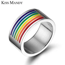 KISS MANDY Hot sell Multicolor Trendy 10mm Width Surface Woman Rings Silver Metal Party Rings Jewelry KR39