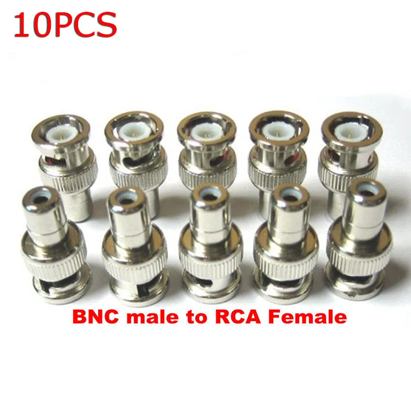 

10pcs Silver Plated BNC Male Plug to RCA Female Jack Coax Cable Video Adapter for CCTV Video Camera