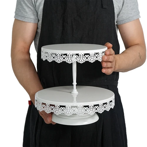 Свадебный торт стенд белый лоток для пирожных Кружевной Край торта инструменты украшения дома десертный стол украшения вечерние поставщики - Цвет: 15111-2 layer