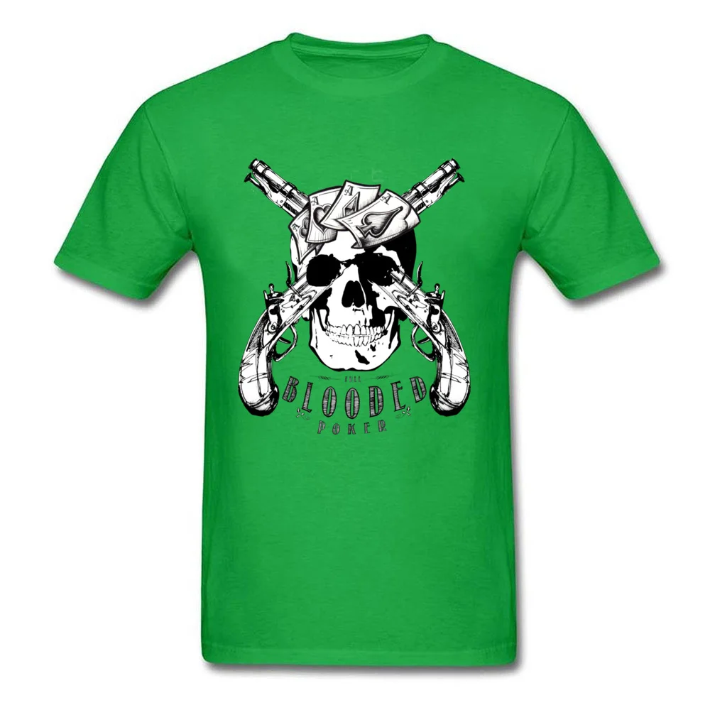 Blooded Skull Poker O Neck T Shirt NEW YEAR DAY Tops & Tees Short Sleeve Coupons Pure Cotton Gift Sweatshirts Summer Men's Blooded Skull Poker green