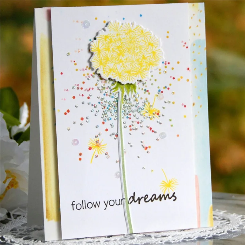 

GJCrafts Dandelion Swaying Clear Stamps and Dies for Scrapbooking Card Making Fustelle Craft New 2019 Die Cuts Stamps with Dies