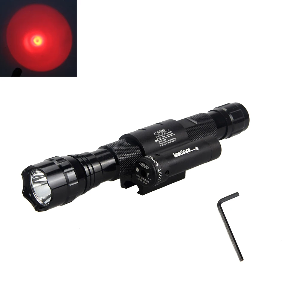 

Torch Sight+18650 LED Laser 4000LM Dot Red Tactical Flashlight Battery Light+Red