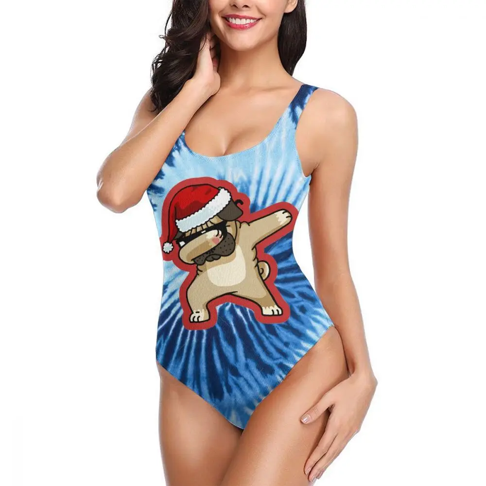 

Dabbing Christmas Pug Cute Pug Dab Swimwear Women One Piece Swimsuit 3D Print Bathing Suit Monokini Bikini 2019 Tights Bodysuit