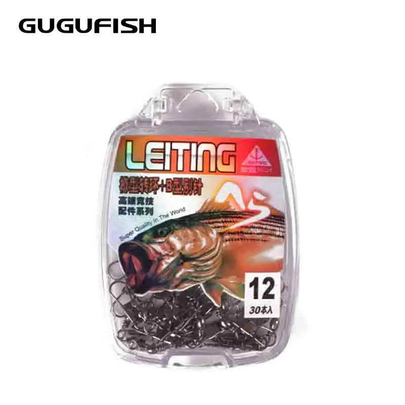 

GUGUFISH 30Pcs Type A pin B type pin Connector to Hook Swivels Shank Clip Connector Interlock Snap Fishing Fishing Accessories