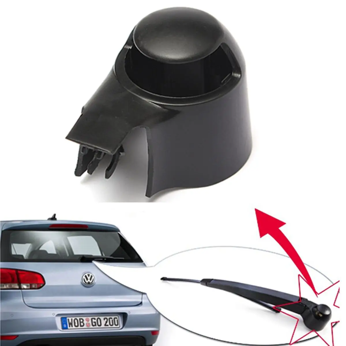 Car Rear Windscreen Wiper Arm Cover Cap Washer Blade Covers For VW MK5 Golf Passat Caddy Tiguan Touran Black Car Rear Windscreen Wiper Arm Cover Cap Washer Blade Covers For VW MK5 Golf Passat Caddy Tiguan Touran Black