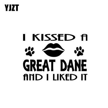 

YJZT 13.5CM*9.6CM I KISSED A GREAT DANE AND I LIKED IT VINYL DECAL CAR STICKER Black/Silver C3-0257