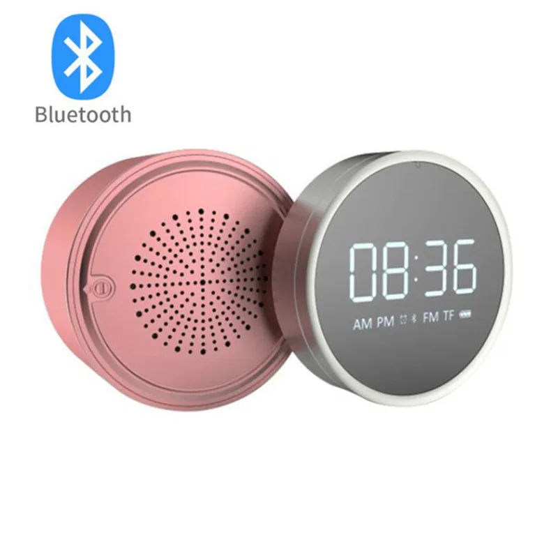 

U81 Portable Bluetooth Speaker FM Radio Rotation Travel Alarm Clock with TF Card LED Mirror Alarm Clock Wireless Speaker