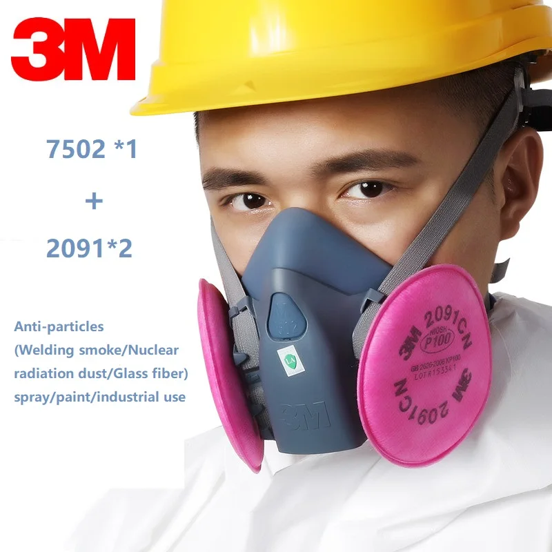 

3 In 1 Suit 3M 7502 2091 P100 Dust Mask Spray Paint Weld Polish Respirator Industry Protective Respirator Filter Coolflow Valve