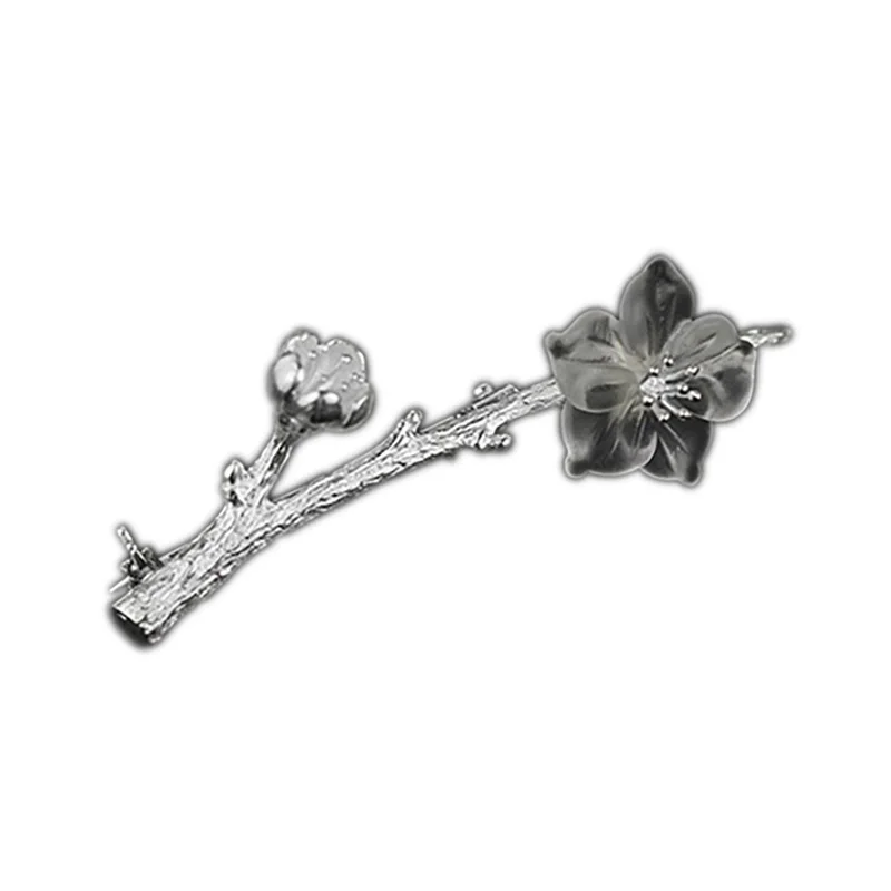 

925 Sterling Silver Flower Brooches Natural Quartz Designer Handmade Fine Jewelry for Women Trendy elegant pin