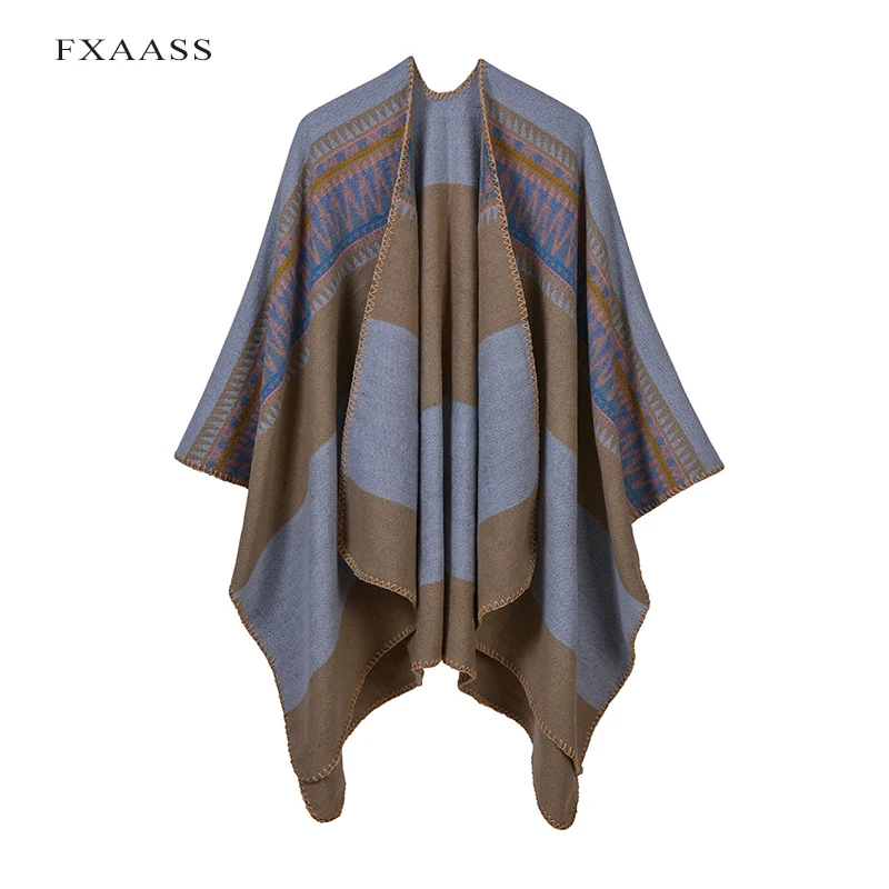 

FXAASS New Autumn/Winter Shawl Fashion Poncho Women Scarf for Lady Luxury Blanket Cashmere Scarves Warm Pashmina Wholesale Cape
