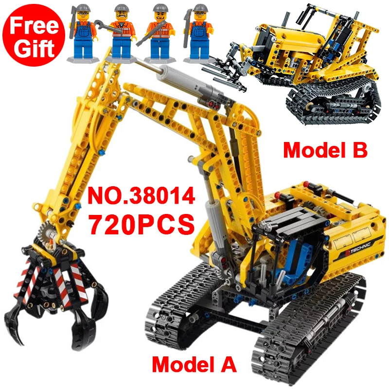 

720 PCS lele 38014 Technic RC Excavator Figures car Building Blocks Bricks truck Toys Compatible City 42006 legoinglys MOC Set
