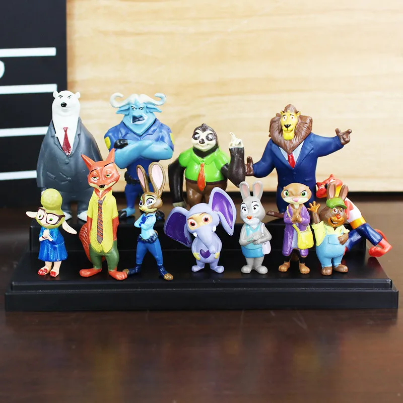 

DHL 100set/lot 12pcs/set 4-8cm PVC Zootopia Action Figure Model, Zootopia Juddy Fox Jack Figure Toy, Anime Brinquedos, Kids Toys