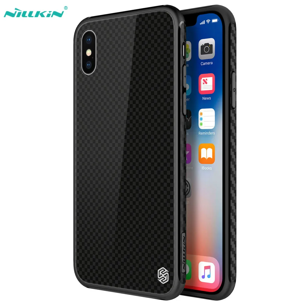 NILLKIN Tempered Plaid Case For iPhone X Full Cover Protection 2.5D Glass &amp Soft TPU Frame 2in1 Phone for x | Мобильные телефоны