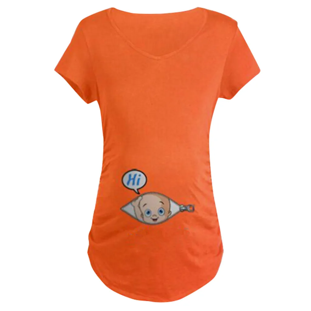 ARLONEET Летний набор для ухода за новорожденным футболка Забавная детская футболка с карманом и принтом бюстгальтер для кормящих мам Одежда для беременных - Цвет: OR