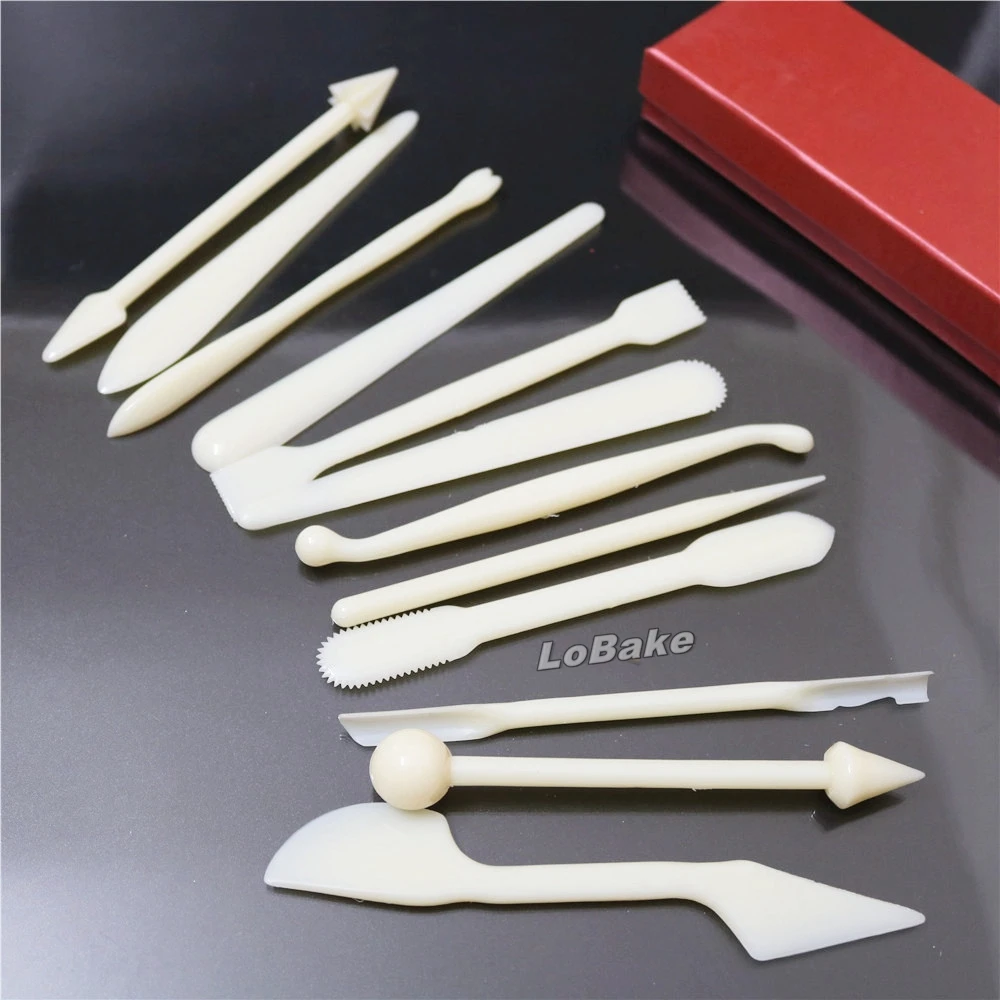 (12pcs/set) New Plastic Sugarcraft fondant tools knives shape cake