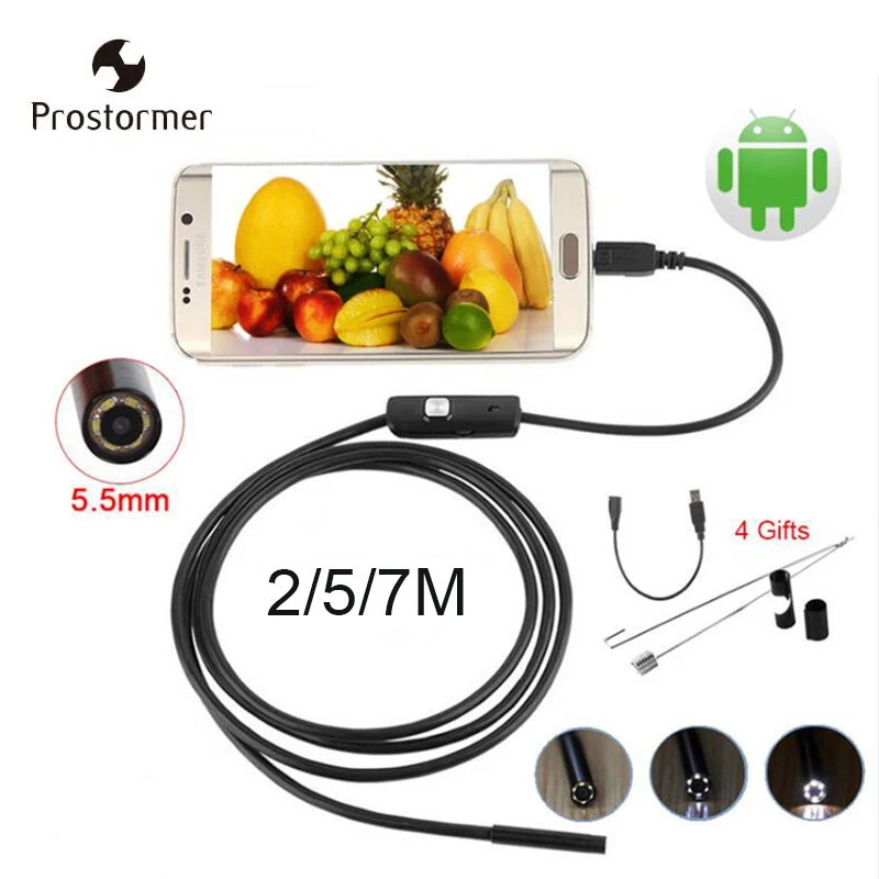 

Prostormer 2IN1 USB Endoscope Camera 5.5mm PC Andriod Camera Waterproof Lens 6Led Snake Endoskop Camera