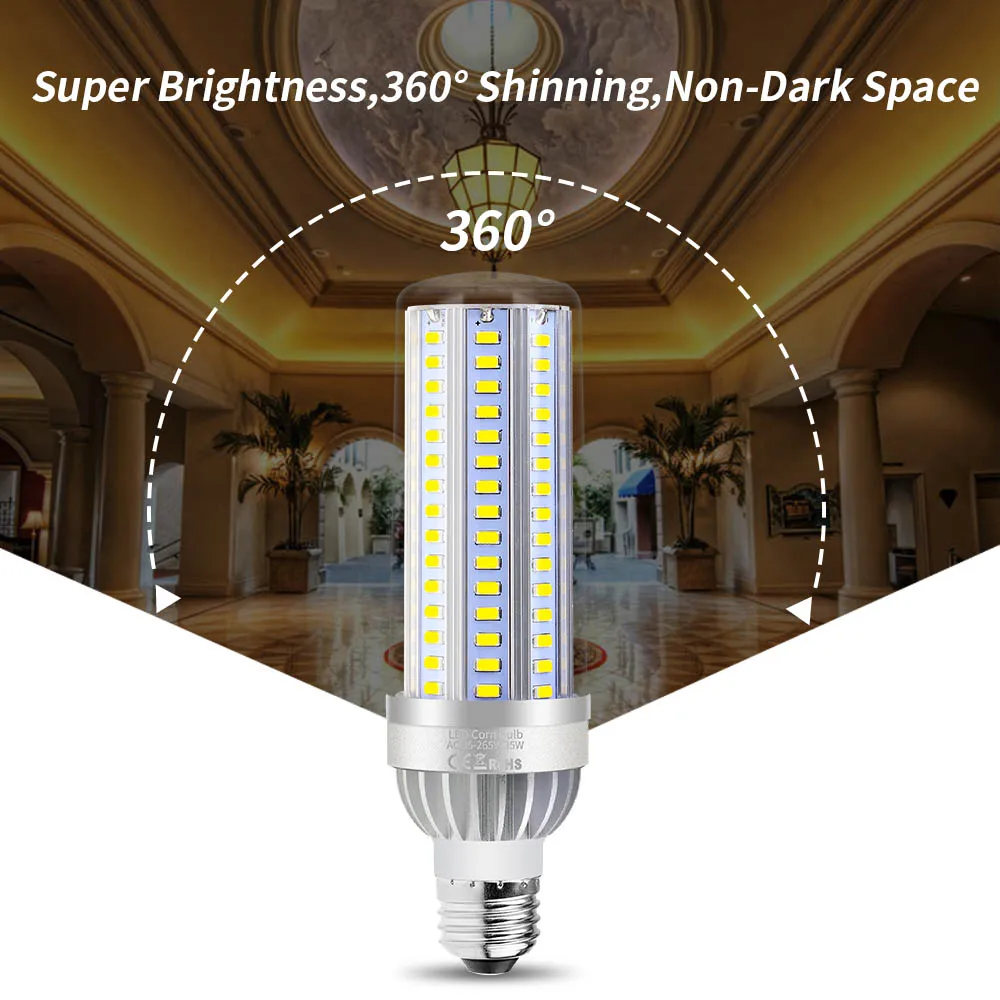 

LED Bulb E27 50W Light Bulb 220V E26 Corn LED Bulb No Flicker Lamp 110V High Power 25W 35W Fan Cooling LED Lights For Home 5730