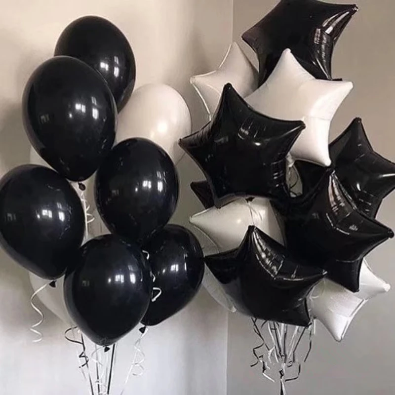 

10pcs/lot 18inch White Black Star Foil Balloons Baby Birthday Wedding Party Decor Supplies 12'' Helium Globos Baby Toys Balloons