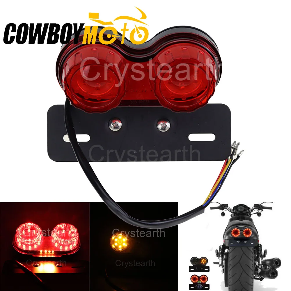 

Universal Custom Motorcycle LED Rear Tail Brake Stop Light License Plate Holder Turn Signal Tail Light For Honda Yamaha Harley