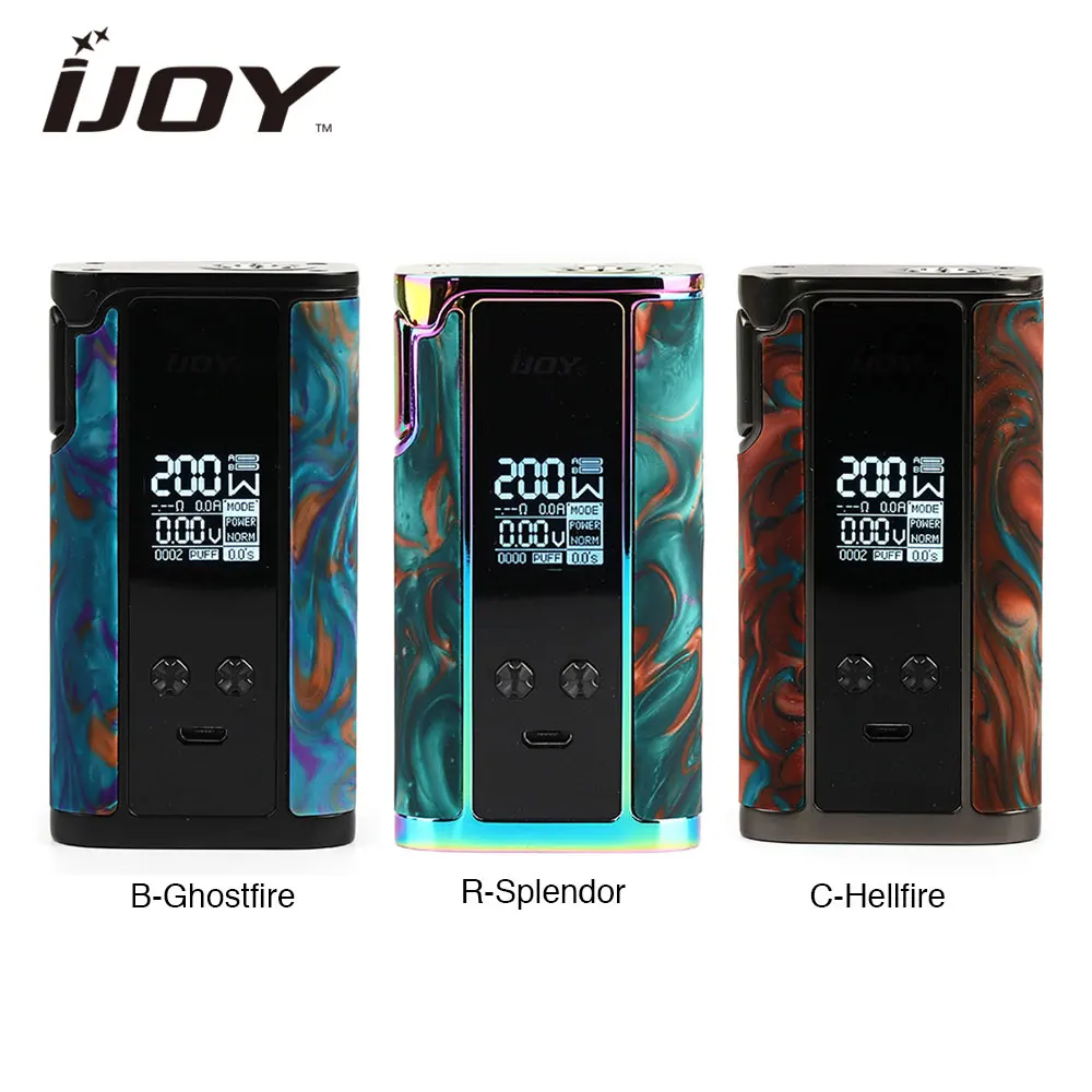 

NEW IJOY Captain Resin 200W TC MOD 2A Quick Charge E-cigarette Vape Mod with 0.96-inch Colorful Screen VS Drag 2/ Captain PD1865