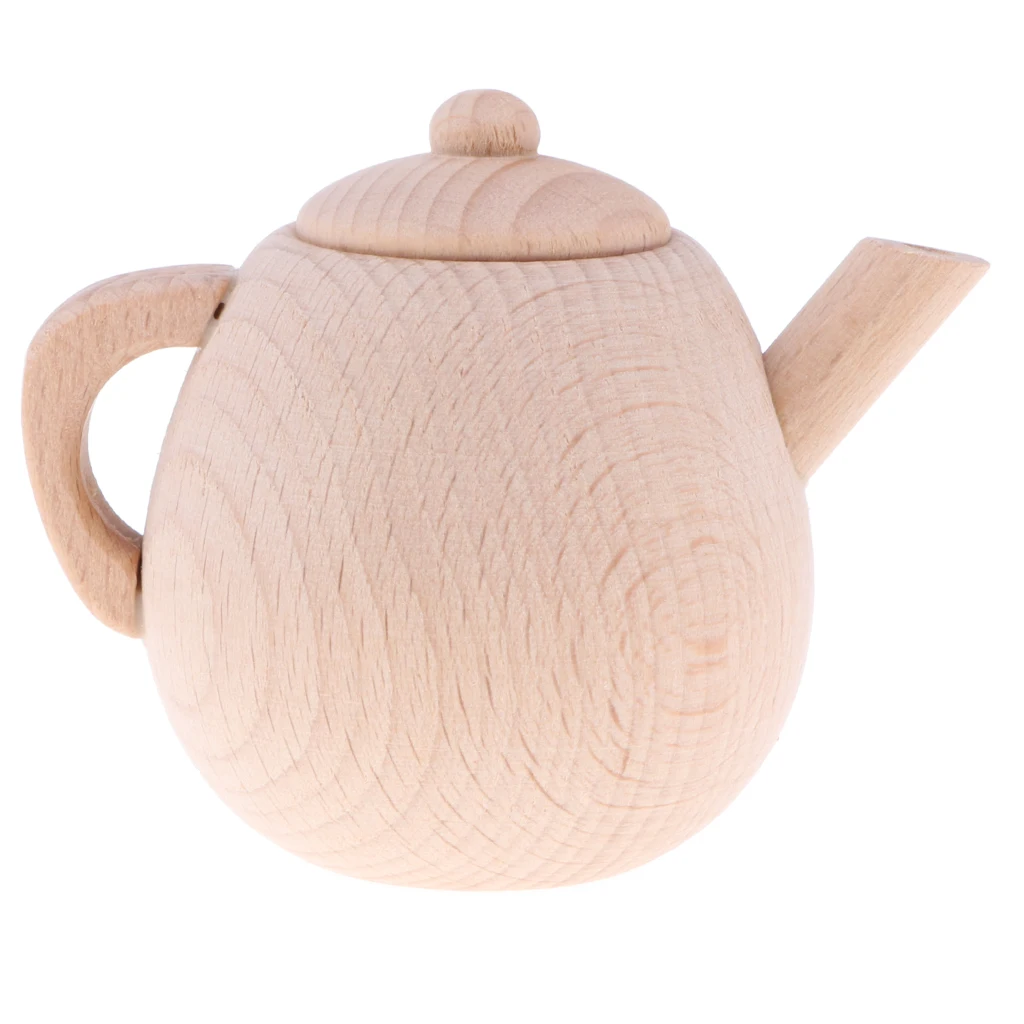 Wooden Tea Set - Tea Pot Tea Cup Teatime Play Toy Kitchen Accessories Kids Toys