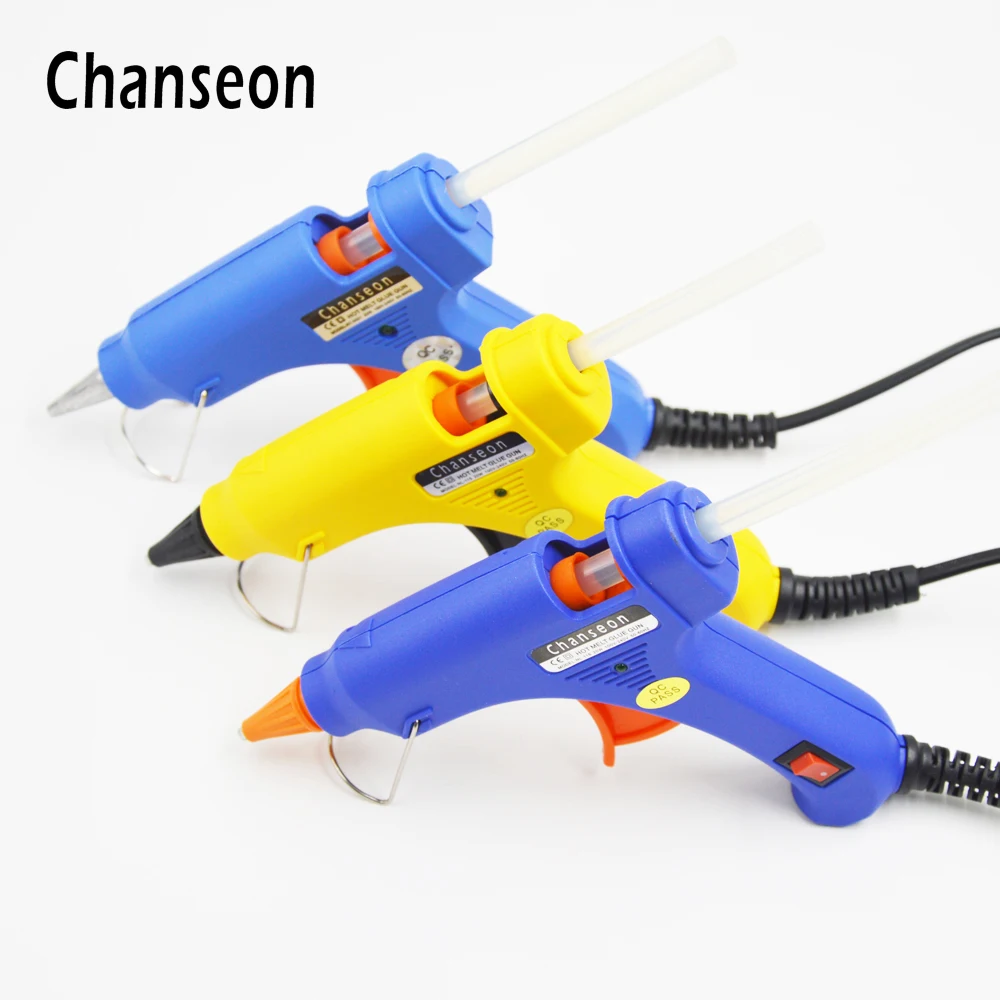 Chanseon 3 Colors Available Hot Glue Gun 20W EU Plug Diameter 7mm with 1pc Free Stick