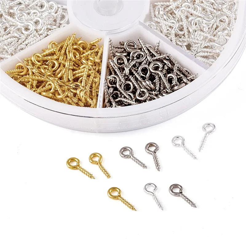 1 Box Iron Screw Eye Pin Bail Peg For Half-drilled Beads for Jewelry Making DIY Finding 10x4x1mm Hole: 2mm | Украшения и