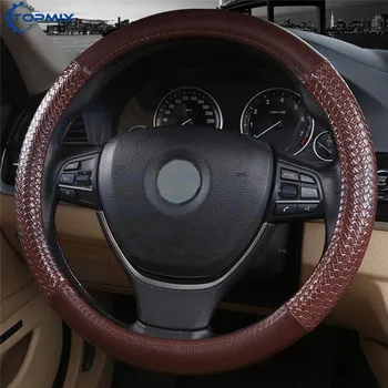 

38cm Car Steering Wheel Cover Leather Steering Covers For Peugeot Toyota Chevrolet VW Kia Nissan steering-wheels