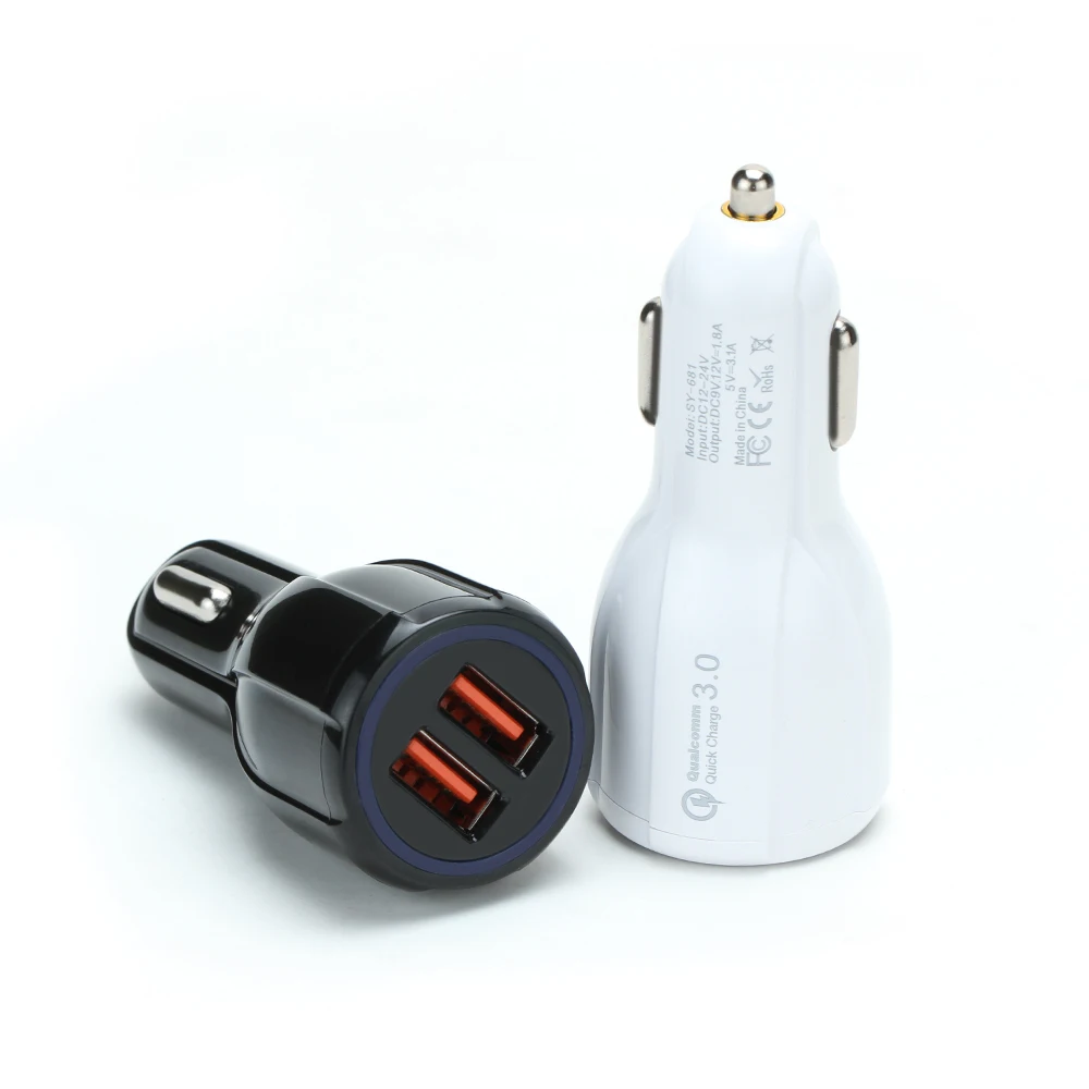 Car Charger Quick Charge 3.0 QC 3.0 Fast Charging Adapter Dual USB Car-Chargers For iPhone Micro USB Type C Cable Phone Chargers
