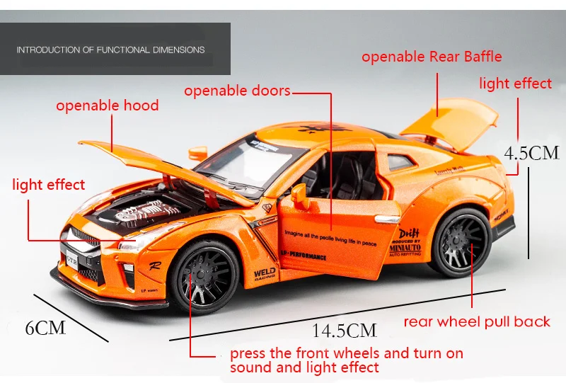  New 1:32 NISSAN GTR Race Alloy Car Model Diecasts & Toy Vehicles Toy Cars Free Shipping Kid Toys Fo