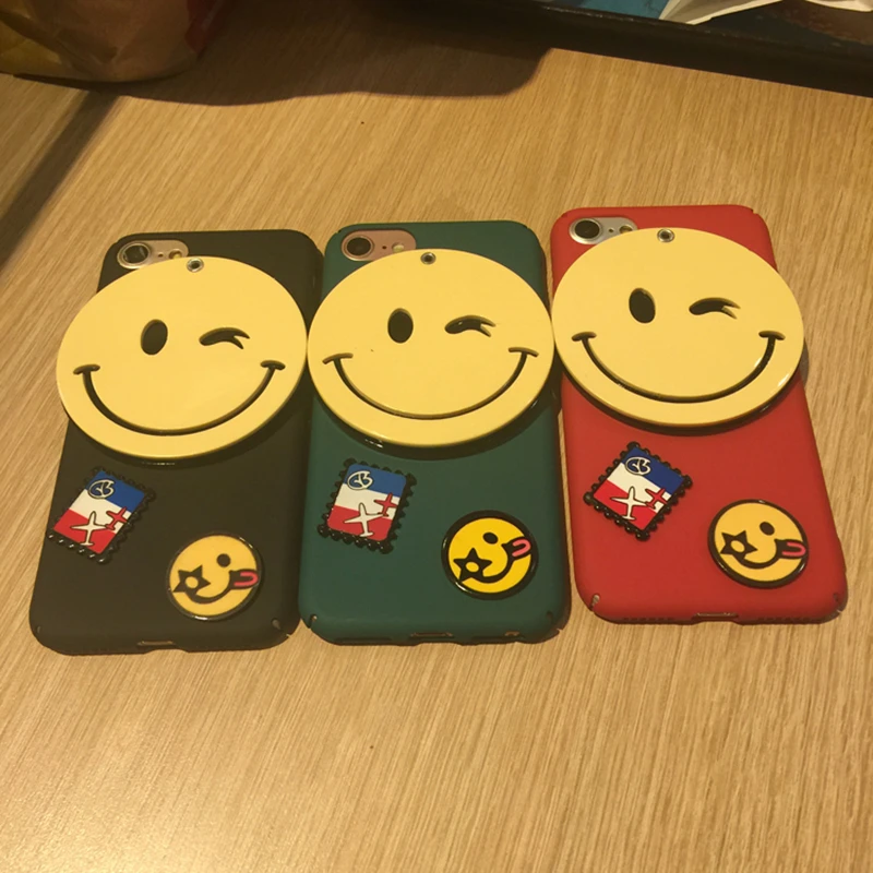 Aoweziic Smiling face mirror 6S mobile phone shell 8Plus hard shell anti fall For iPhone7plus protective cover X XS women