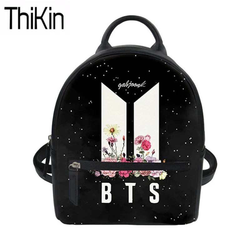 

THIKIN Kpop BTS Printing Fashion Backpack Women Famous Team Bts Shoulder Bag Teenagers Mini Backpacks Girls School Bagpack Bolsa