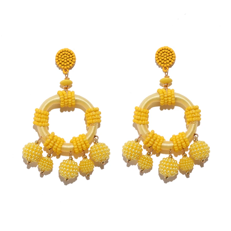 

CWEEL Beads Earring For Women Female 2019 Earings Fashion Jewelry Statement Hanging Vintage Handmade Circle Earrings