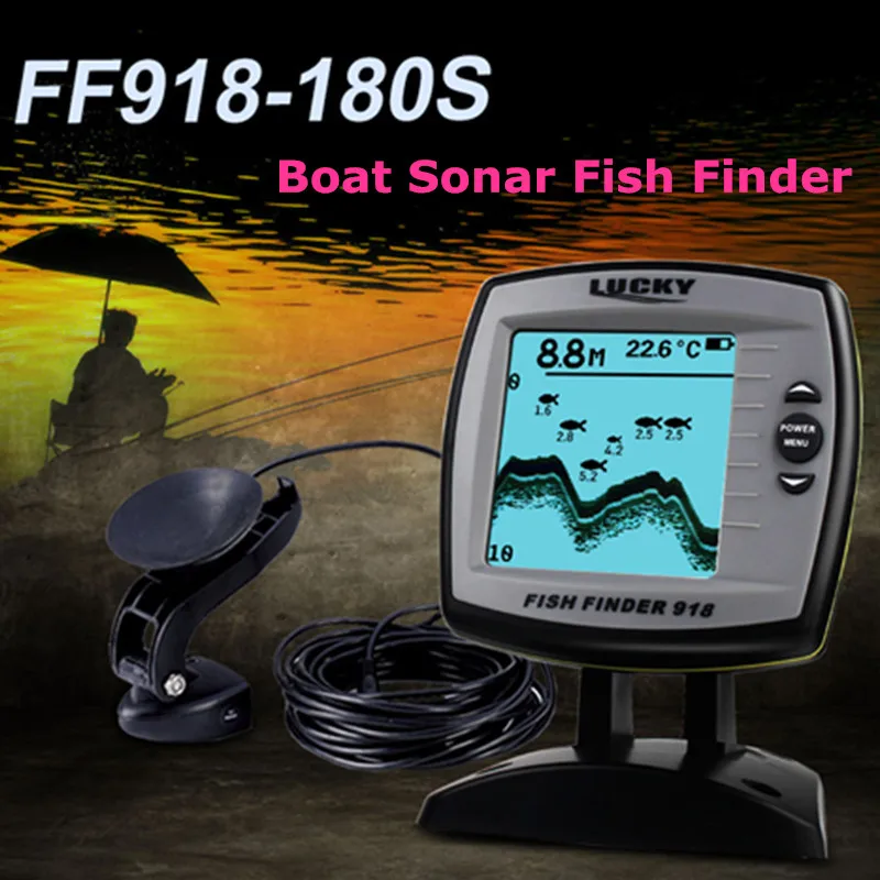 الجملة سونار صياد السمك FF918-180S السلكية صدى أسلم صياد السمك إغراء Findfish قارب جهاز استشعار إنذار صياد السمك 45 درجة