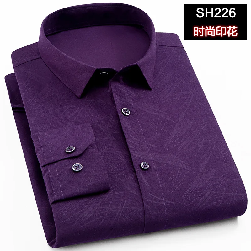 Для мужчин модные повседневное Мужская рубашка с длинными рукавами и принтом рубашка Slim Fit мужской социальной платье в деловом стиле брендовая одежда мягкие удобные - Цвет: SH226