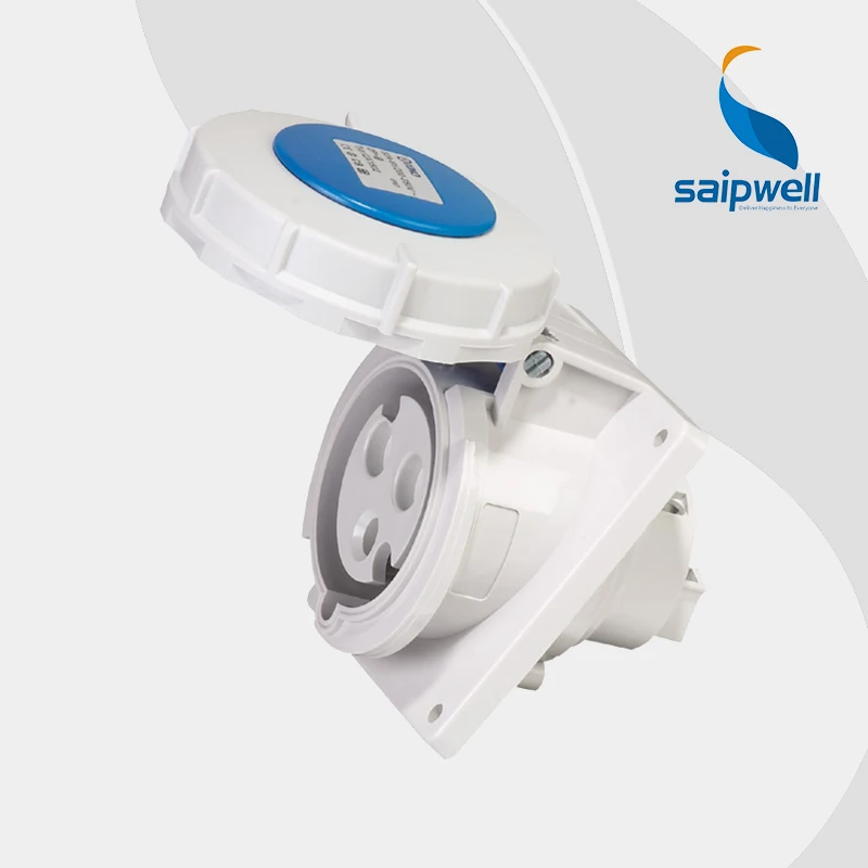 

IP67 4P 32A Industrial Use Power Socket / Panel Mounted Angle Socket for Cabinet (SP-1506)