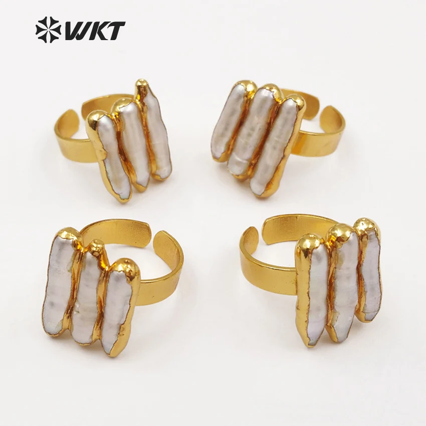 

WT-R305 2018 New Arrival Metal Electroplated freshwater pearl ring Adjustable Rings Geometric Shape Elegant for Women Jewelry